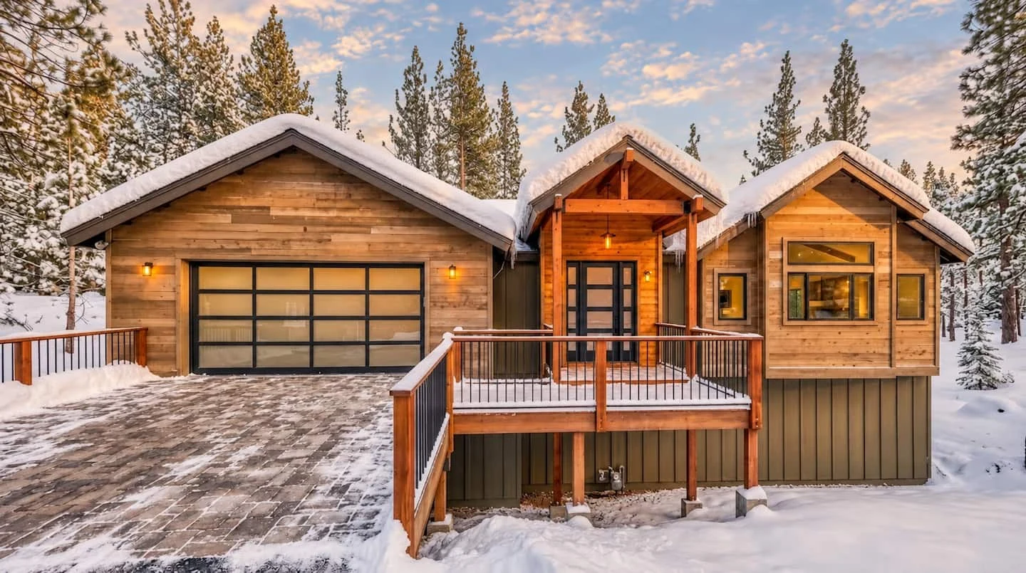 Front entrance of Grizzly Tahoe in the snow